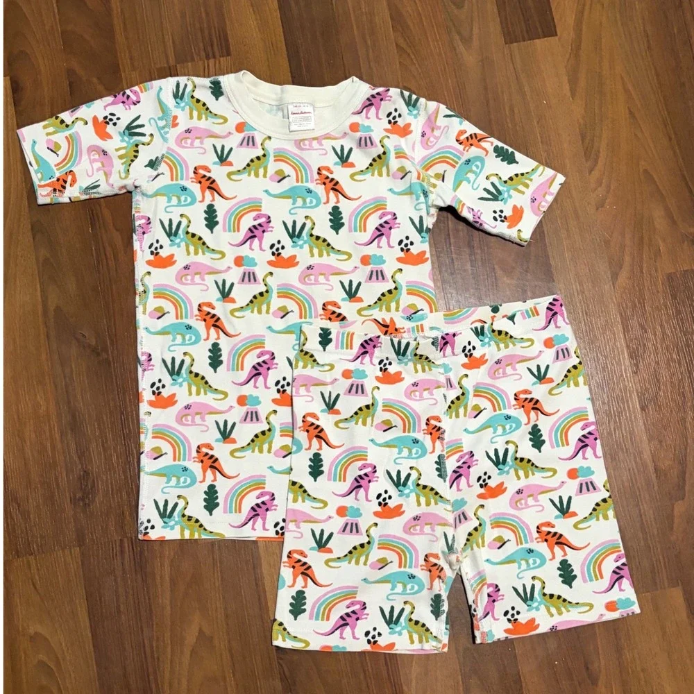 Hanna Andersson Kids Organic Cotton Dinosaur Rainbow Pajama Set Size 14 160cm